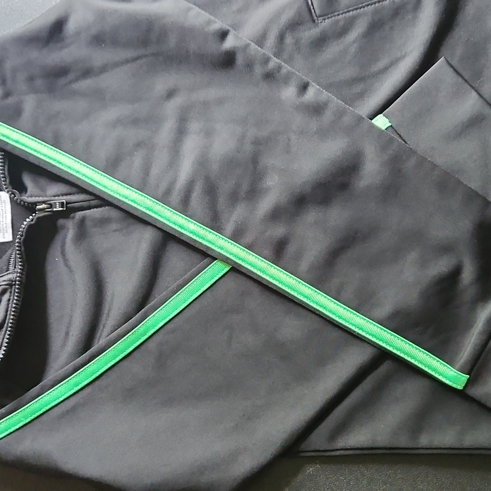 Adidas Black Tracksuit with Green Stripes - Picture 3 of 5